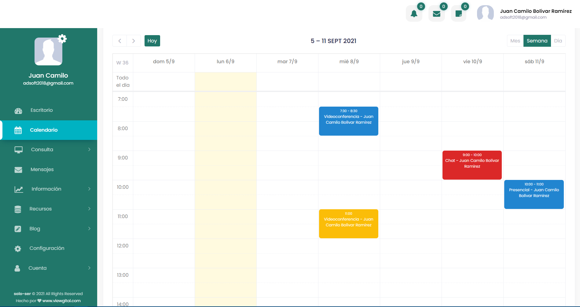 calendario citas psicólogo